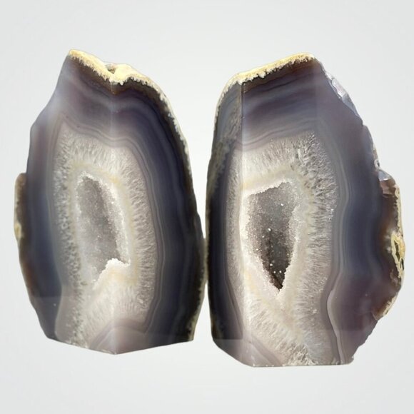 Geode Center, Unique Bookends, Crystal Druzy, Authentic Agate, Bookshelf Decor, - Picture 3 of 13